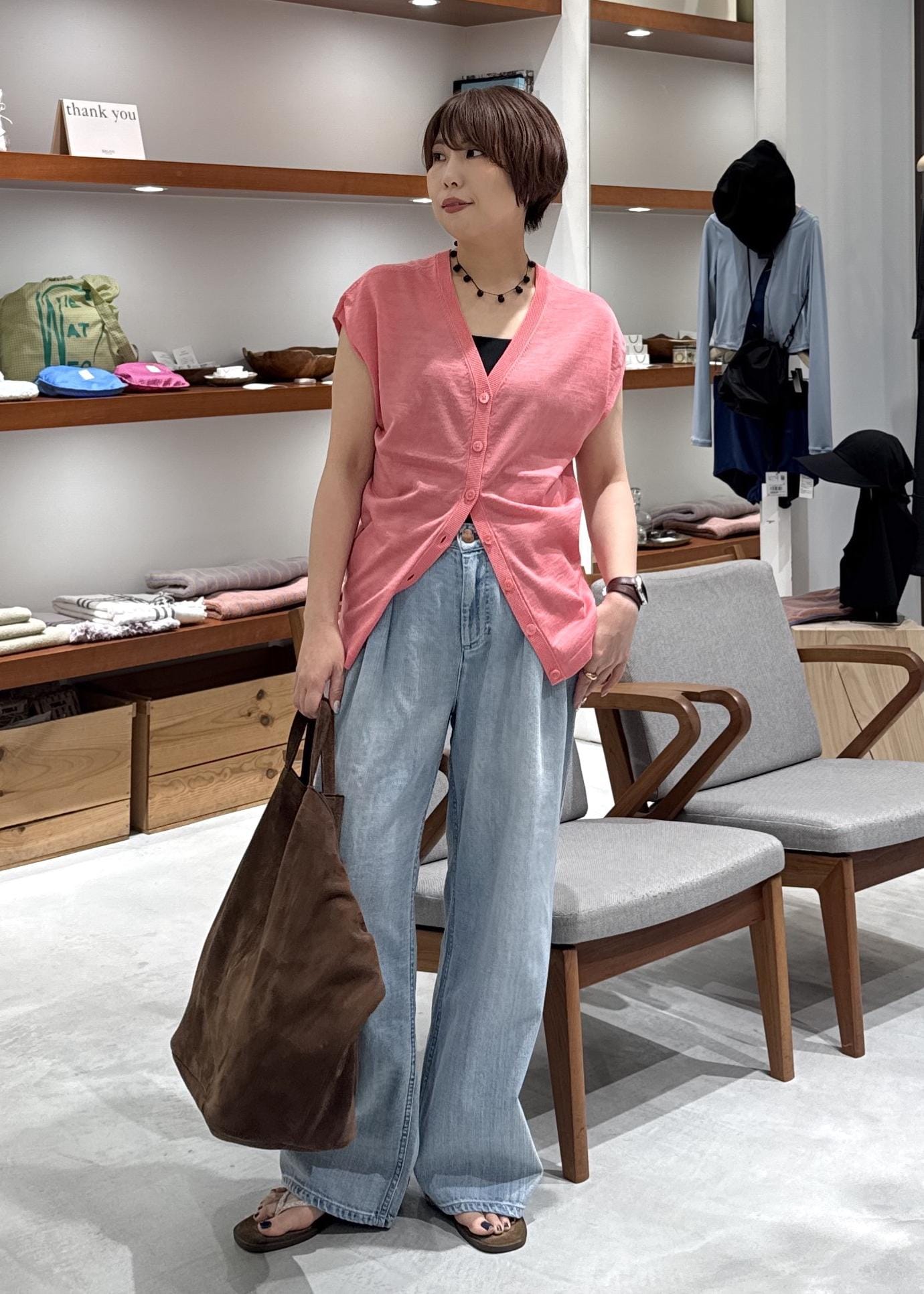 SALON adam et rope' | リネンニットベスト2WAYカーディガン[ドライ