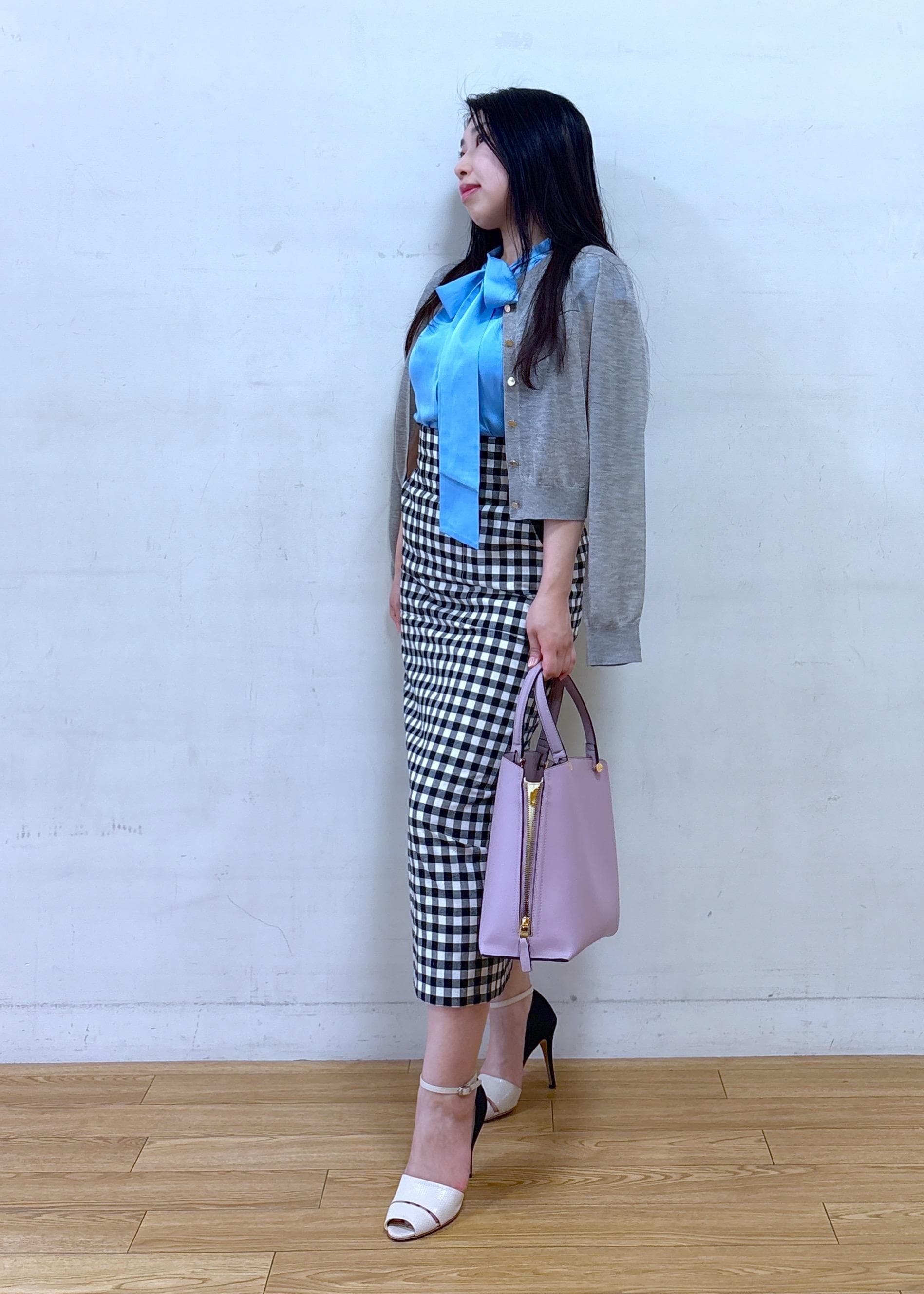 ROPE' | [美人スカート]別注リネン混ギンガムチェックポケット付き