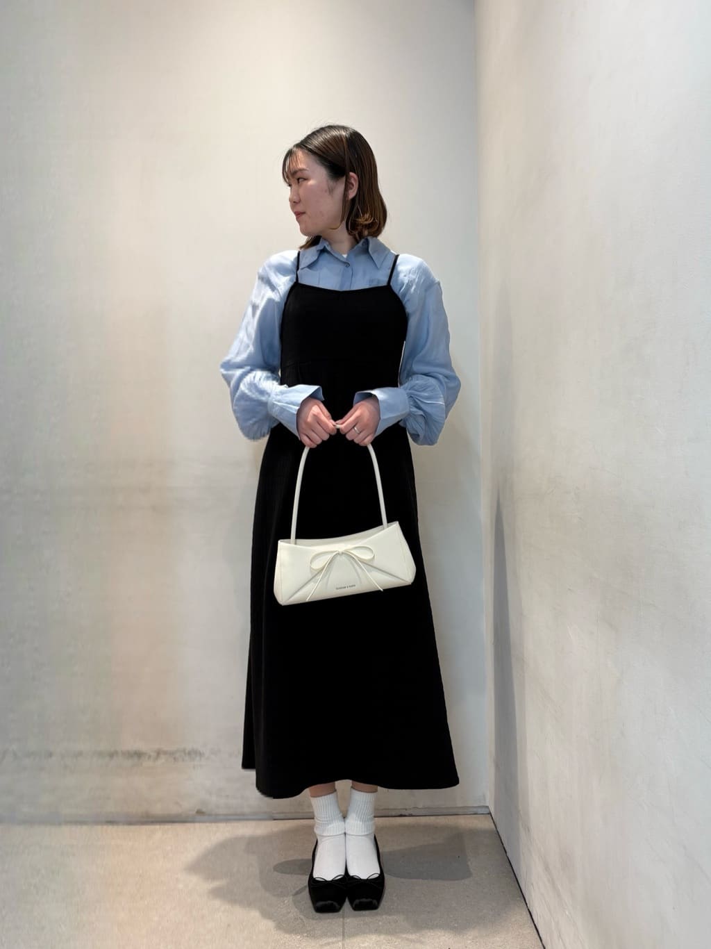 CHARLES & KEITH | サテン ボウスクエアトゥスリングバックパンプス