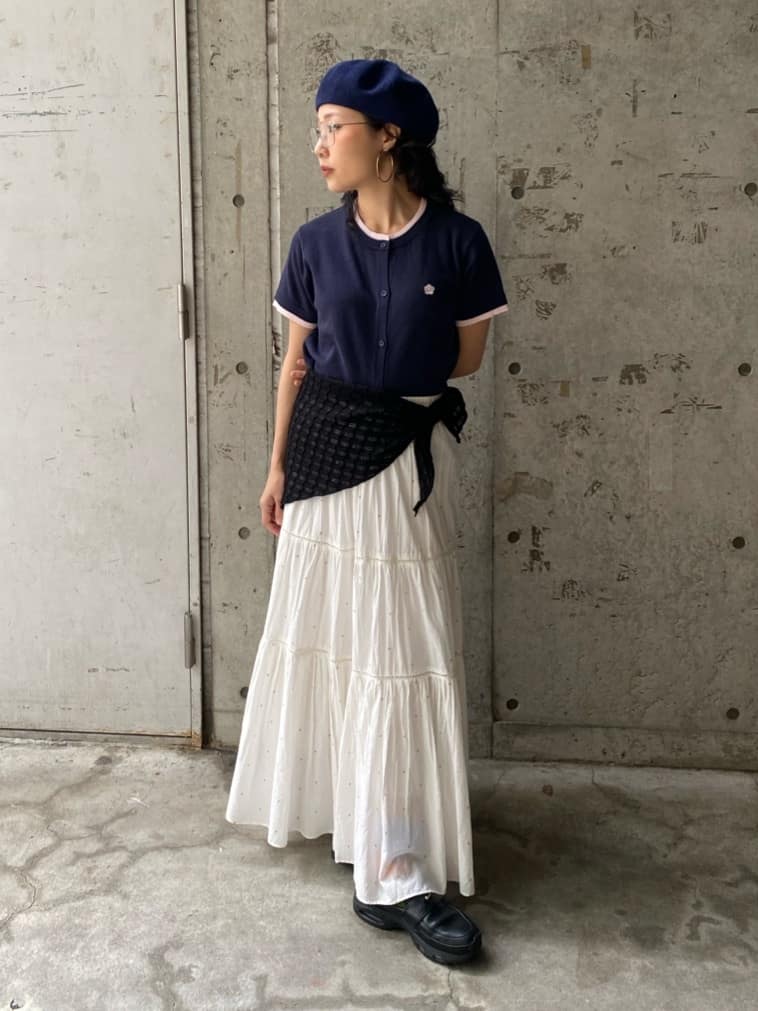FREAK’S STOREのMARY QUANT×PUBLUX レイヤード風 ショートスリーブ ニット カーディガン 限定展開を使ったコーディネートを紹介します。｜Rakuten Fashion(楽天ファッション／旧楽天ブランドアベニュー)7081906