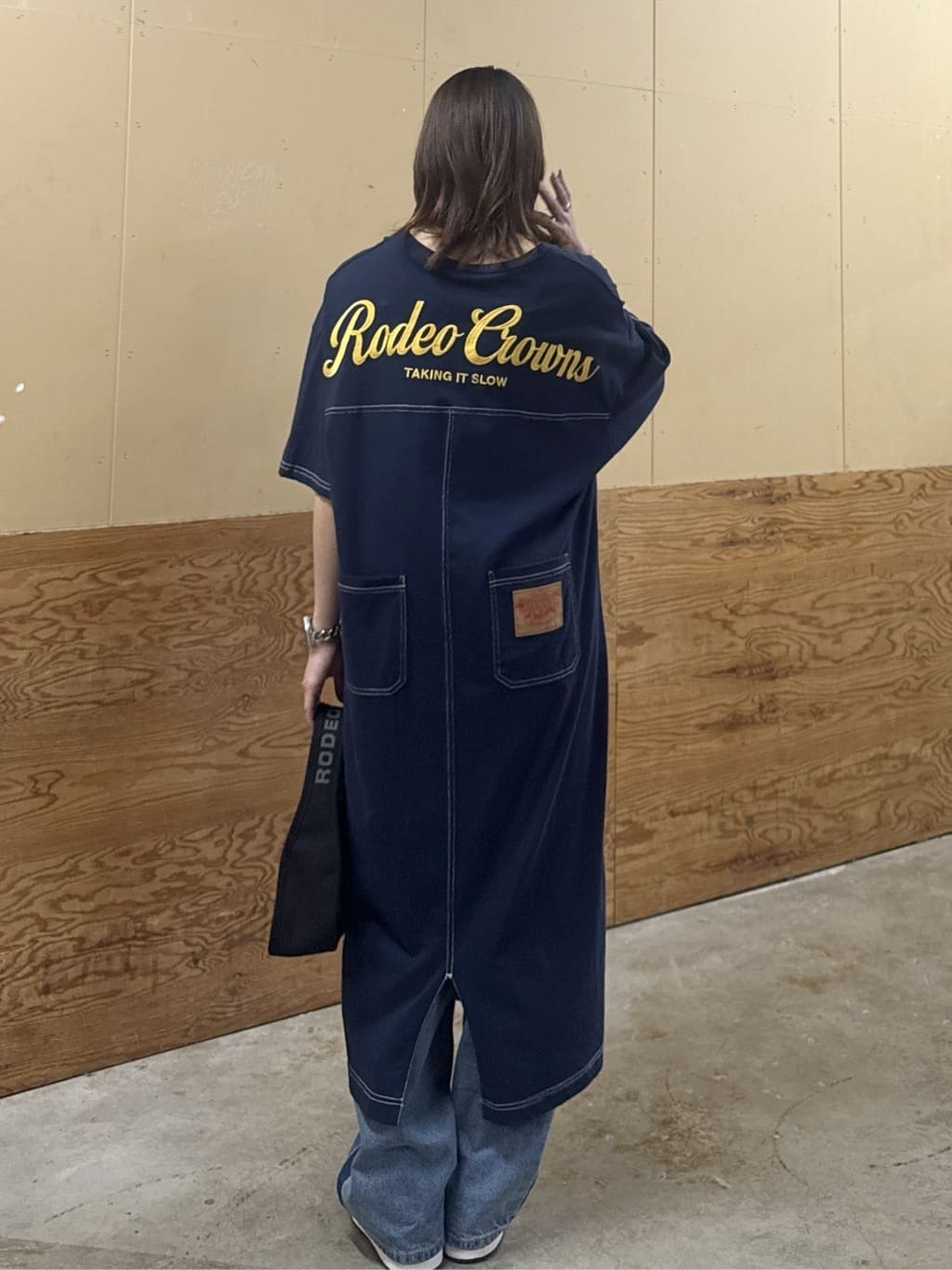 RODEO CROWNS WIDE BOWL | ハーフスリーブステッチワンピース