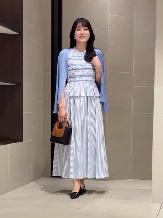 ANAYI | カラーストライプスモッキング ワンピース | Rakuten Fashion