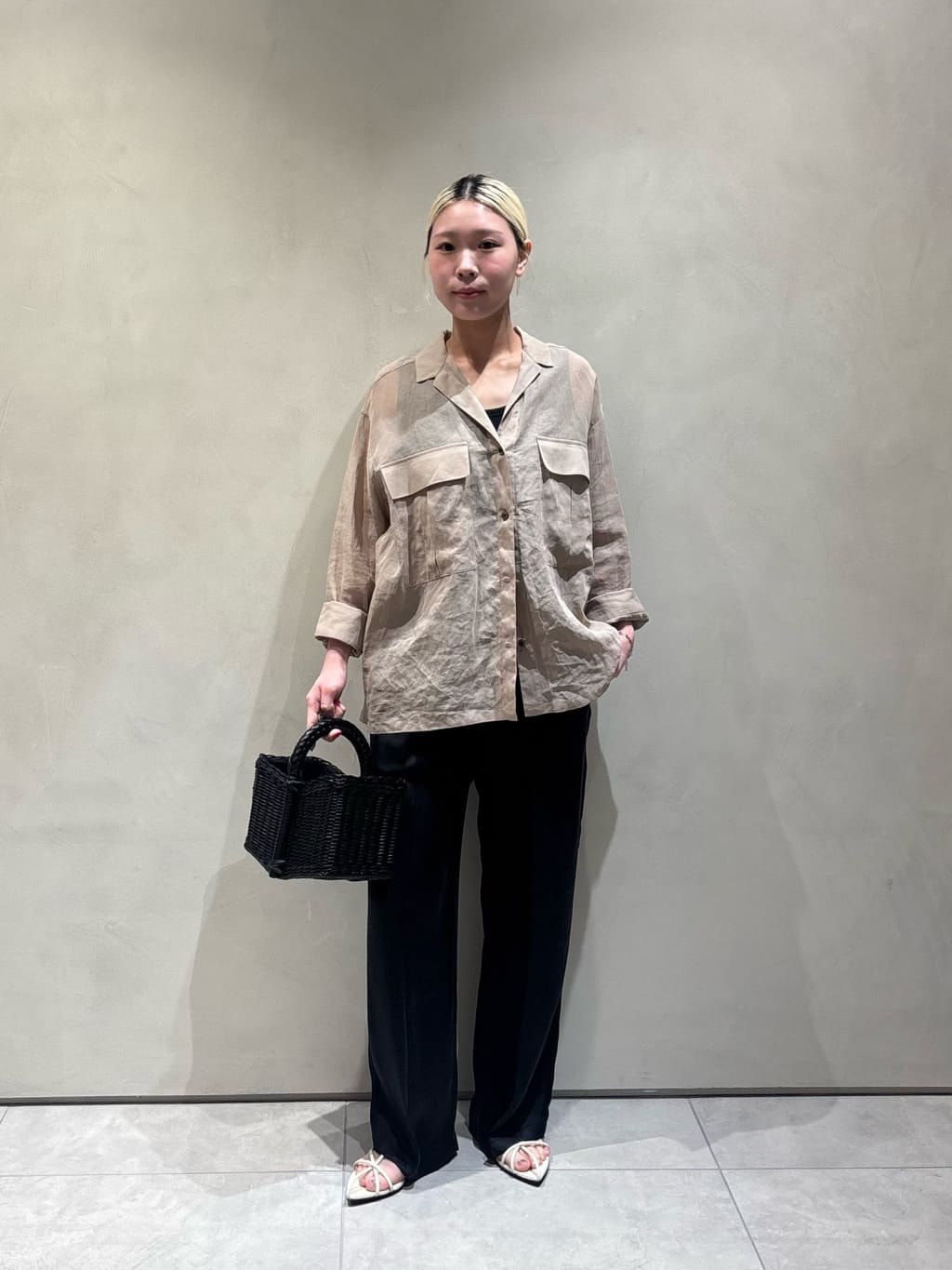 conte コットン　シアー　サファリシャツ conte ブラウス シャツ 「conte」コットン シアー サファリシャツ