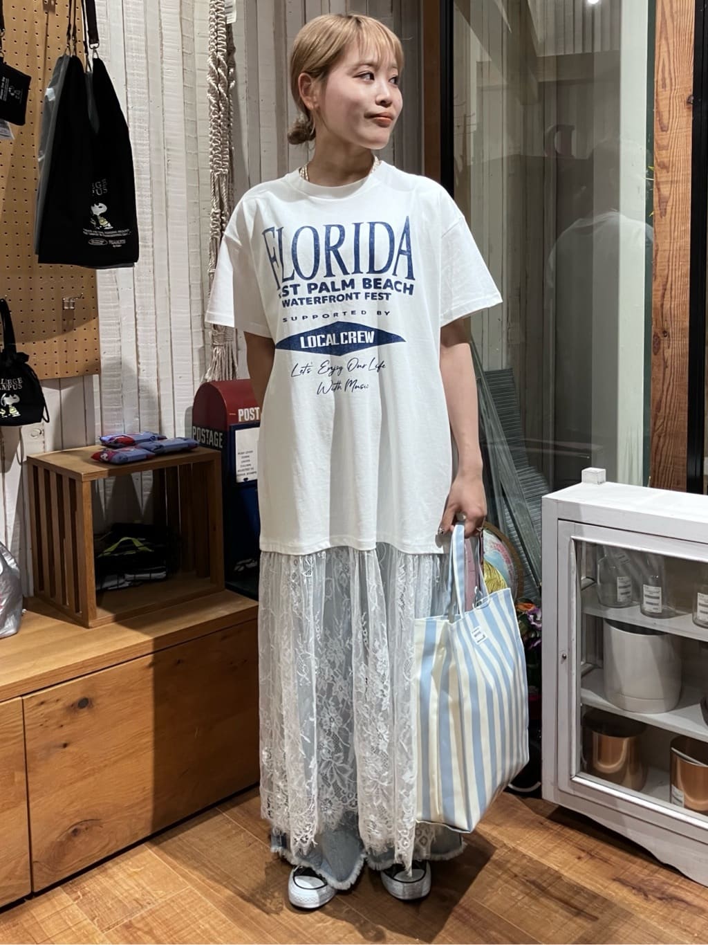 FREAK’S STOREのTシャツ レースドッキング ワンピースを使ったコーディネートを紹介します。｜Rakuten Fashion(楽天ファッション／旧楽天ブランドアベニュー)7084411