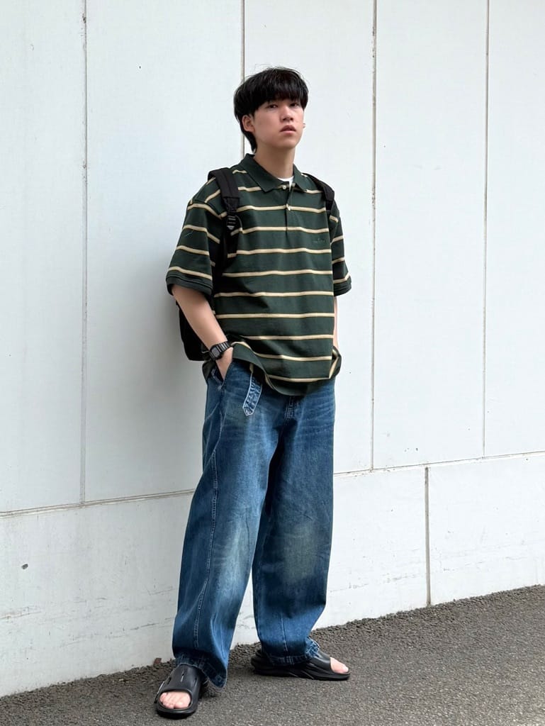 FREAK’S STOREのビッグシルエット ボーダー ポロシャツ ショートスリーブを使ったコーディネートを紹介します。｜Rakuten Fashion(楽天ファッション／旧楽天ブランドアベニュー)7086809
