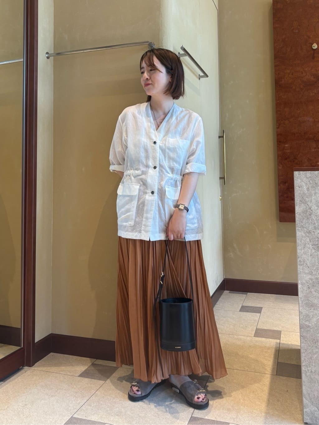 ＜conte＞★シアー Vネック サファリシャツ conte ブラウス シャツ 半袖 「conte」シアー Vネック サファリシャツ