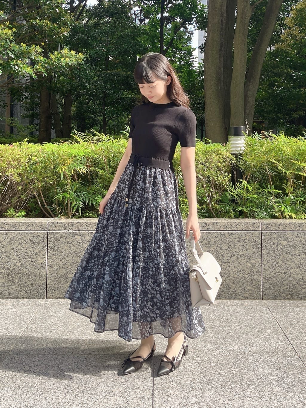 PROPORTION BODY DRESSING | 半袖花柄ドッキングニットワンピース 26SS