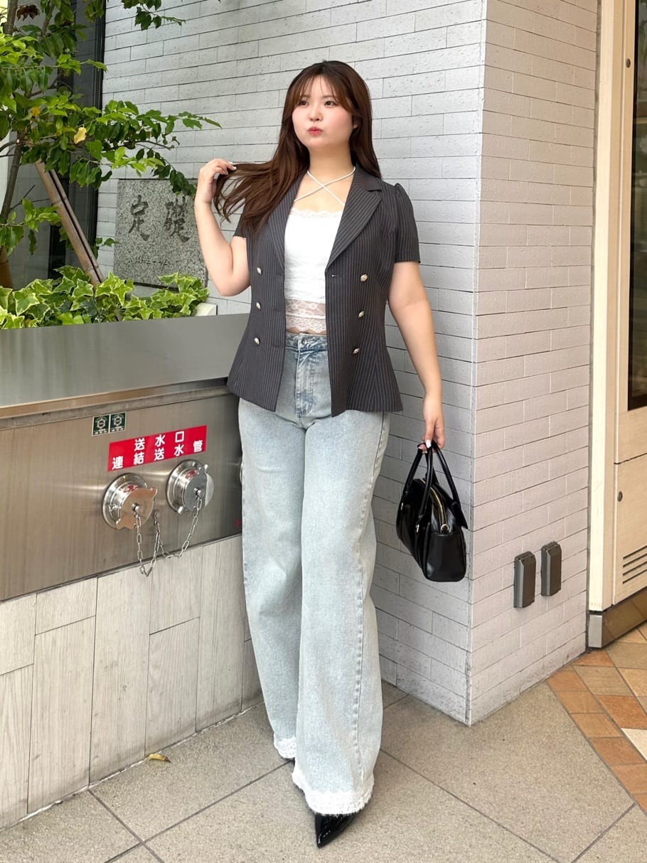 nice claup レースアップペプラムジャケット ジャケット 半袖 完売品 one after another NICE CLAUP | 【セットアップ可能】レースアップ