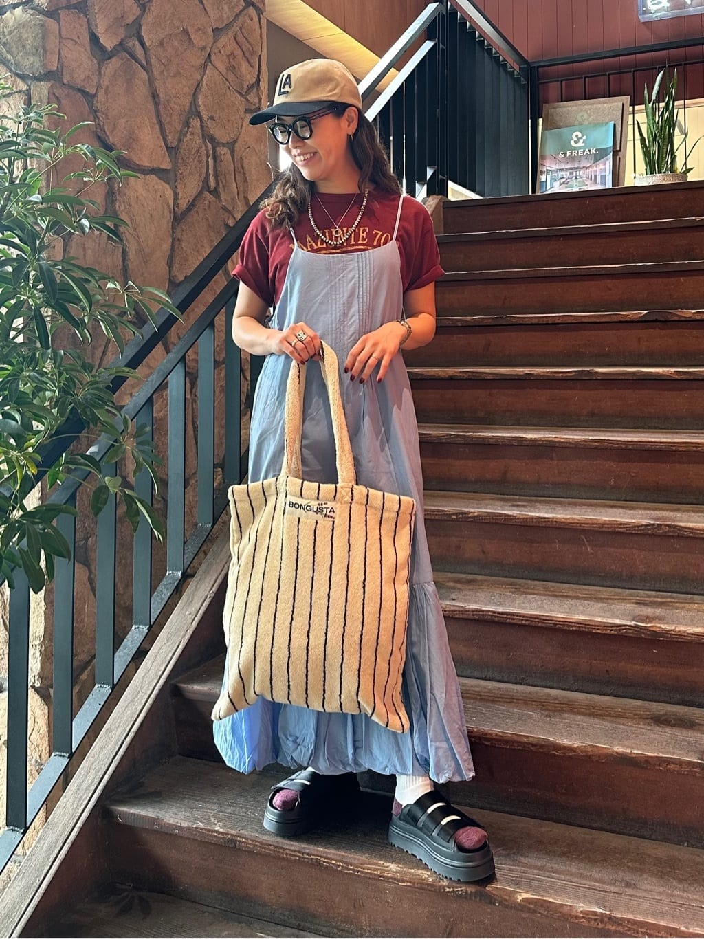 FREAK’S STOREのインド バックオープン バルーンキャミワンピースを使ったコーディネートを紹介します。｜Rakuten Fashion(楽天ファッション／旧楽天ブランドアベニュー)7095362