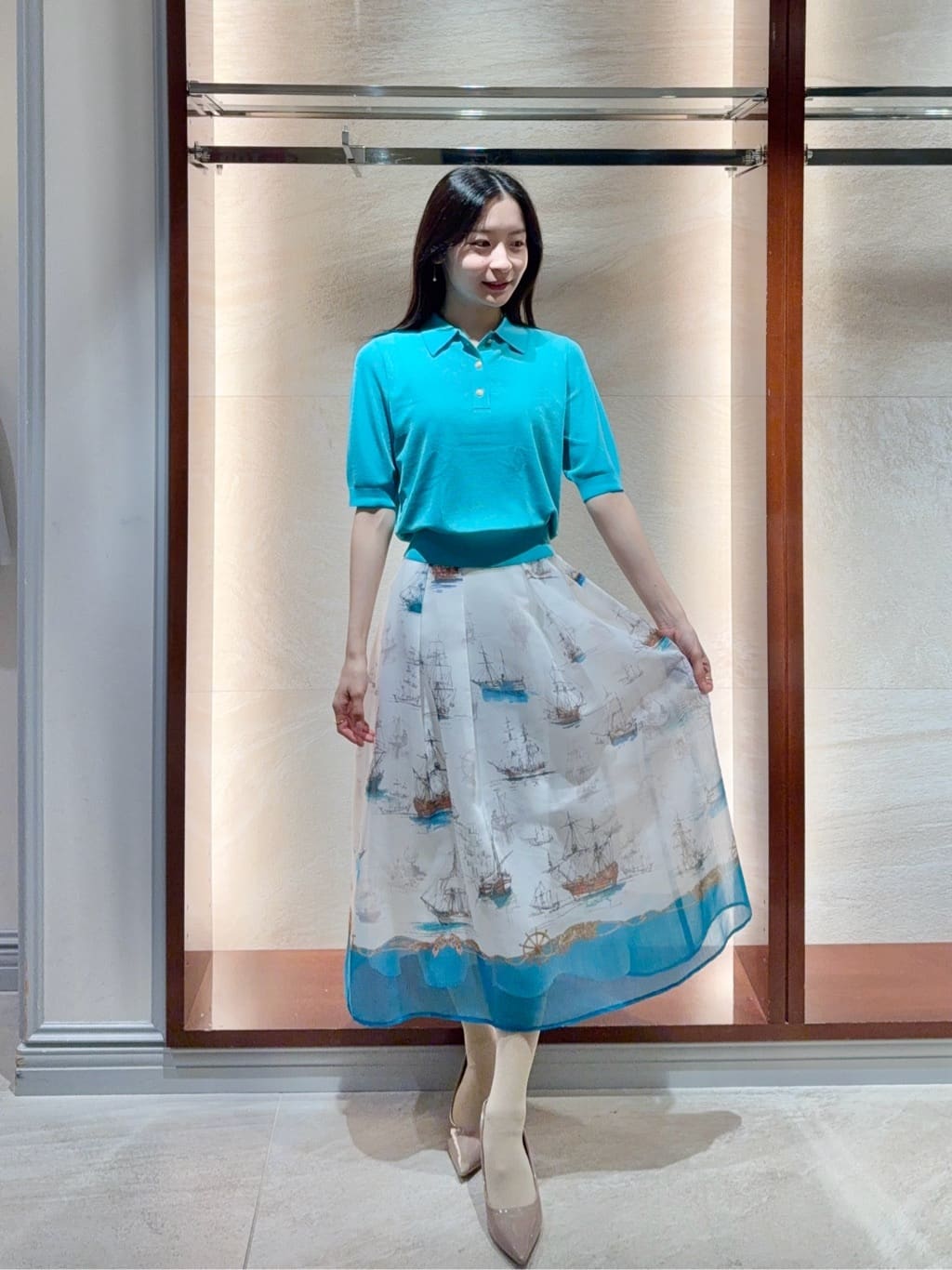 Viaggio Bluの【WEB限定カラーあり】LUCINDAポロニットを使ったコーディネートを紹介します。｜Rakuten Fashion(楽天ファッション／旧楽天ブランドアベニュー)7097419
