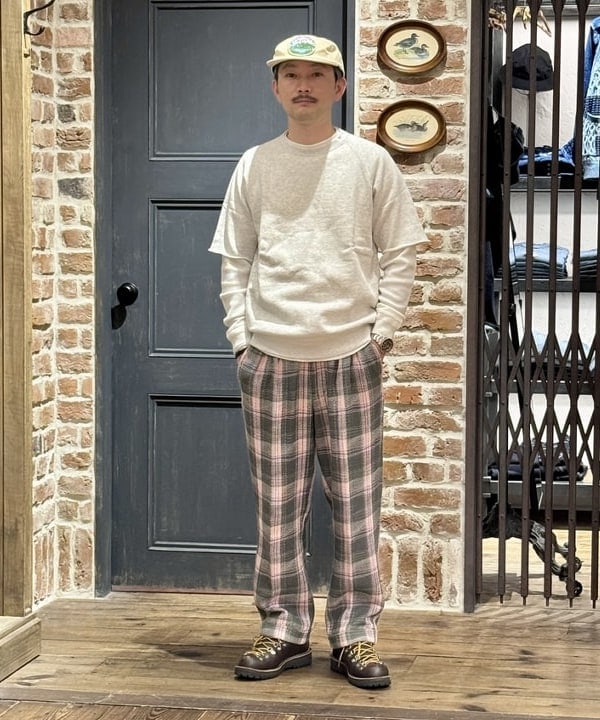 BEAMS MEN | 2 Pleats Relax Trousers Waffle Plaid | Rakuten Fashion