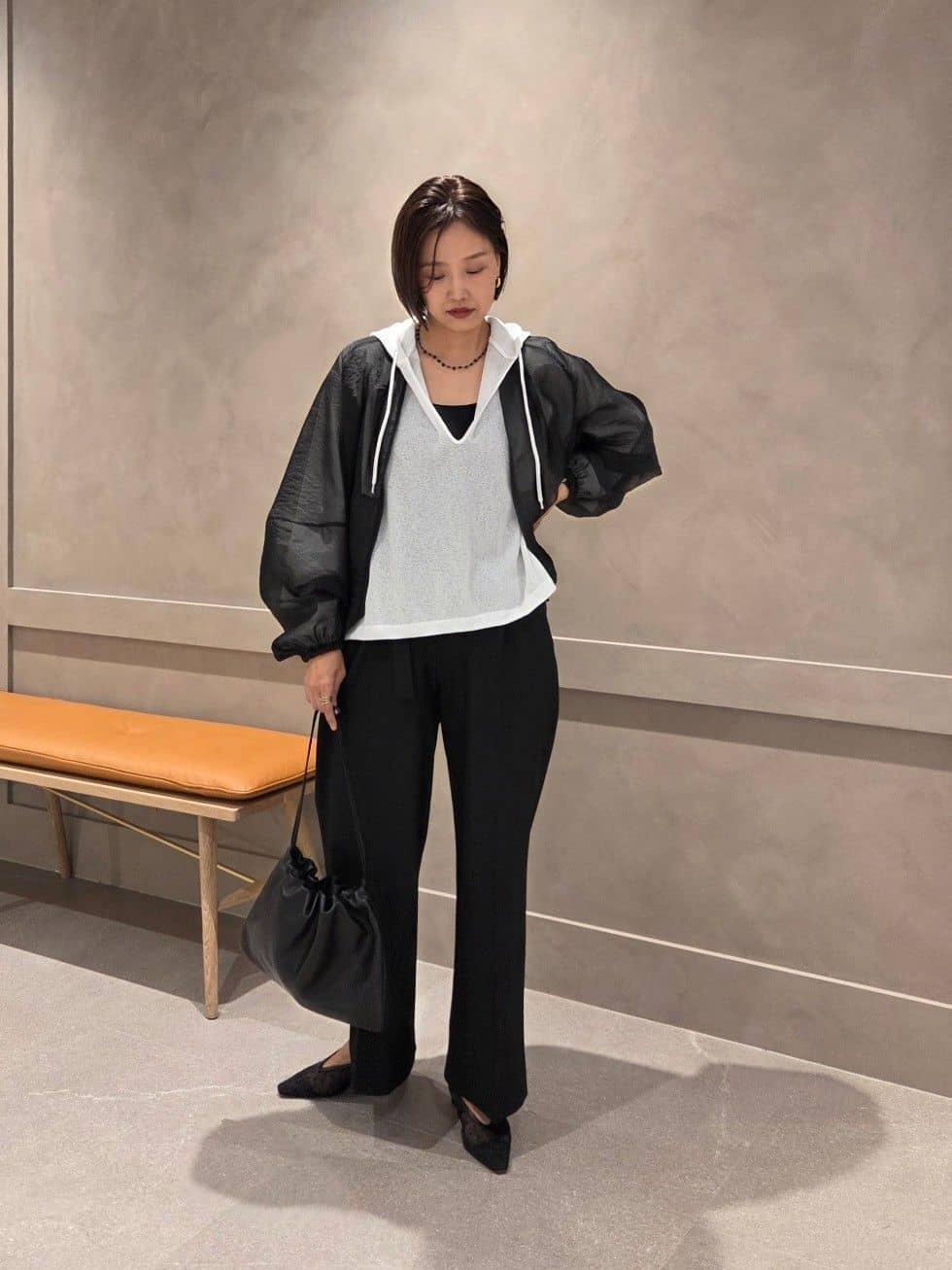 ＜MARW UNITED ARROWS＞シアー ジップ ブルゾン　黒　現行品 MARW UNITED ARROWS（マルゥ ユナイテッドアローズ） コート アウター