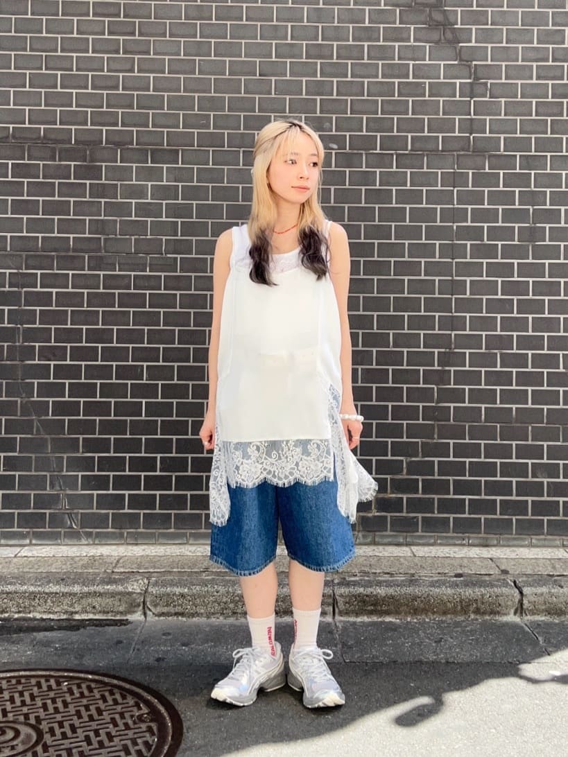 H BEAUTY&YOUTH レースキャミソール H＞レース ドッキング キャミソール