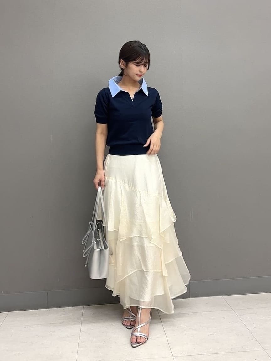 PROPORTION BODY DRESSINGの<a/mie>レイヤード風ポロニット 26SSを使ったコーディネートを紹介します。｜Rakuten Fashion(楽天ファッション／旧楽天ブランドアベニュー)7103067