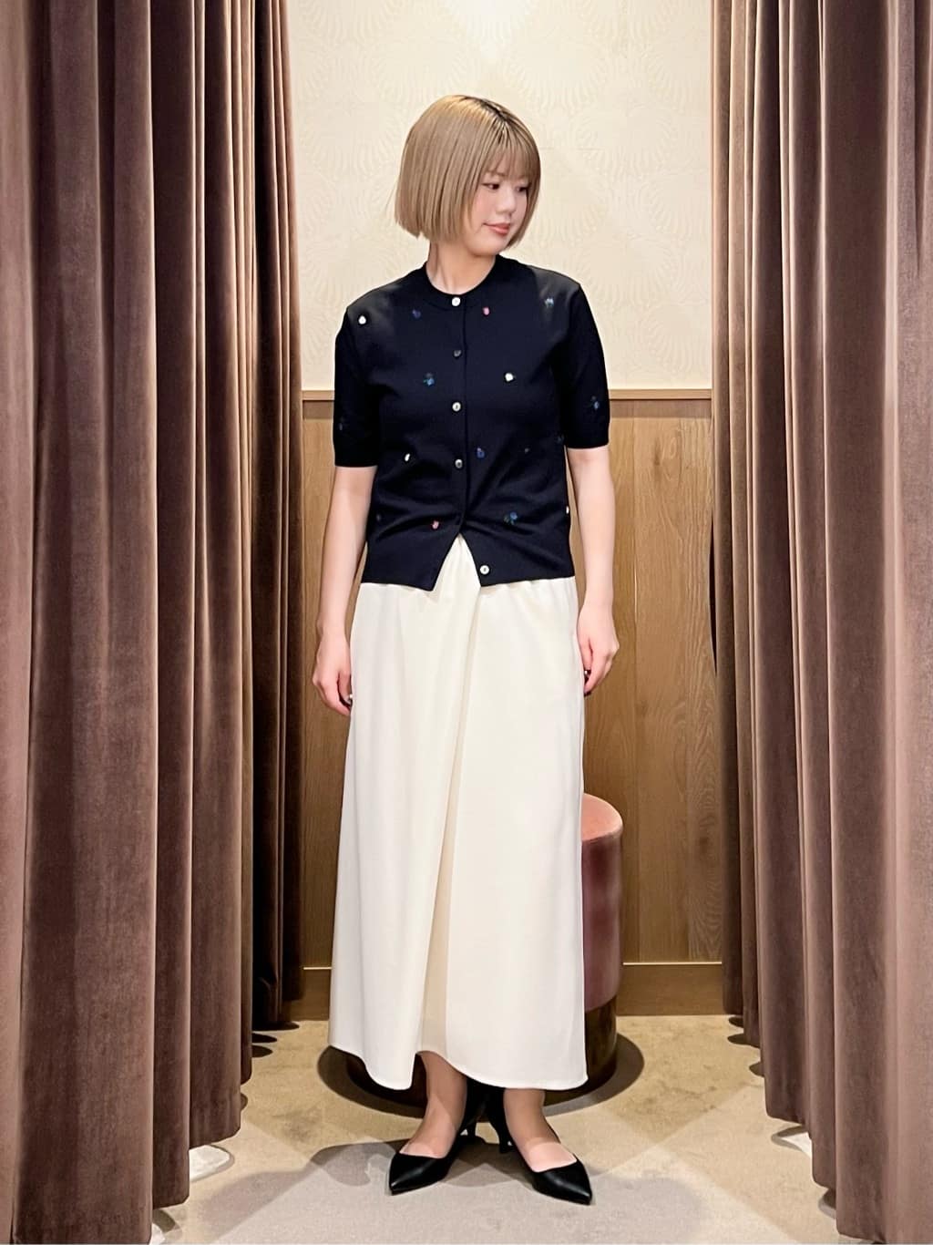 UNITED ARROWS | COMFY ラップ マキシスカート WHITE -防汚 UVカット