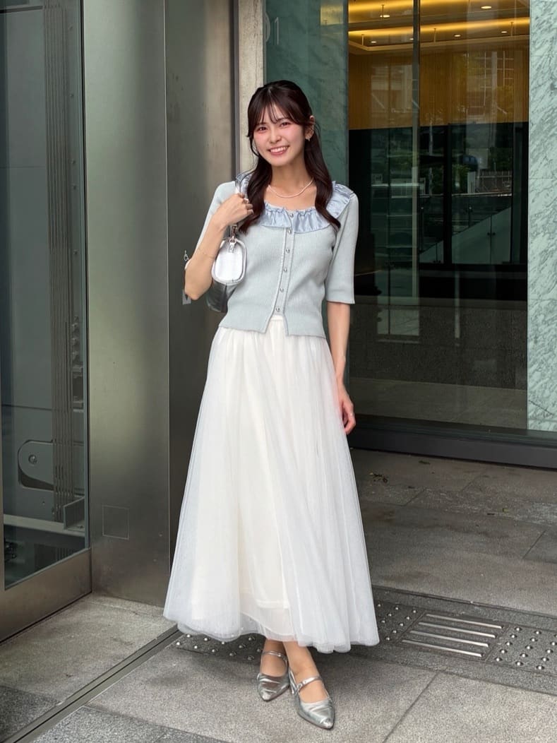 natural couture | 異素材フリル半袖ニット | Rakuten Fashion(楽天