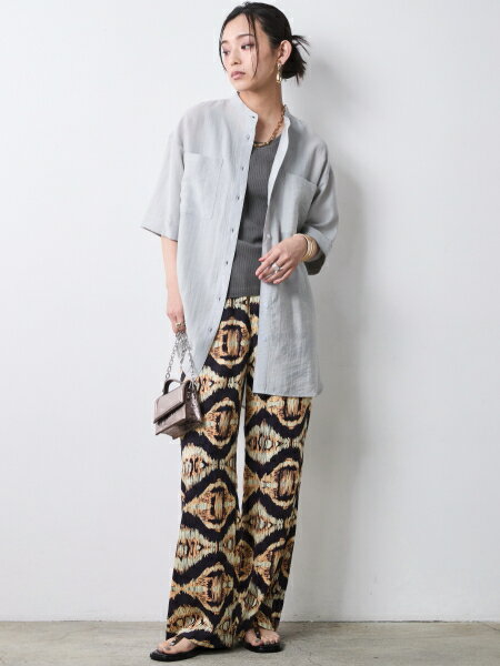 CHIC STYLEのレーヨン麻シャツチュニック<大きいサイズ有>シックスタイルを使ったコーディネートを紹介します。｜Rakuten Fashion(楽天ファッション／旧楽天ブランドアベニュー)7116645
