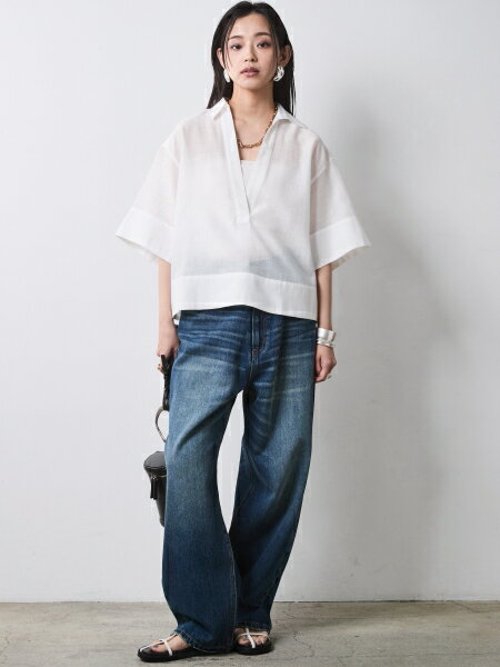 CHIC STYLEのシアー素材ワイドスリーブシャツ<大きいサイズ有>シックスタイルを使ったコーディネートを紹介します。｜Rakuten Fashion(楽天ファッション／旧楽天ブランドアベニュー)7116646