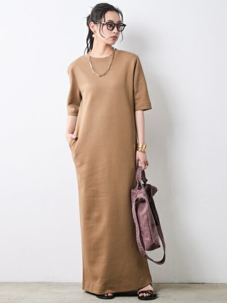 CHIC STYLE | パワーショルダーカットソーロングワンピース<大きい