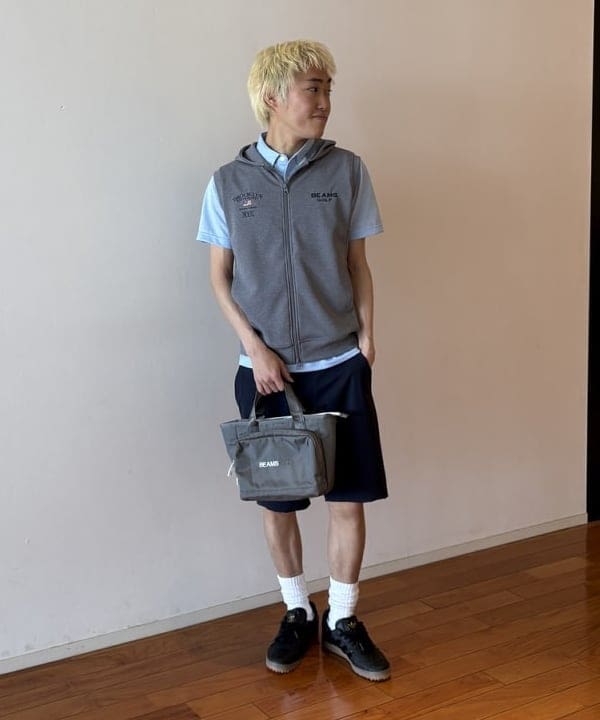 BEAMS GOLF BROOKLYN フード付きベスト ネイビー L BEAMS GOLF | PURPLE LABEL / BROOKLYN ストレッチ フーディー ベスト