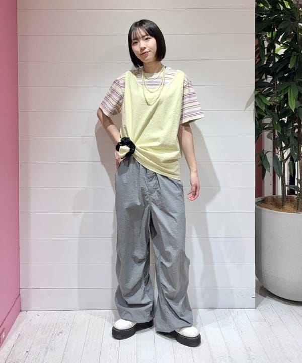 BEAMS WOMEN | エンブロイダリー マルチボーダー ショートスリーブ T