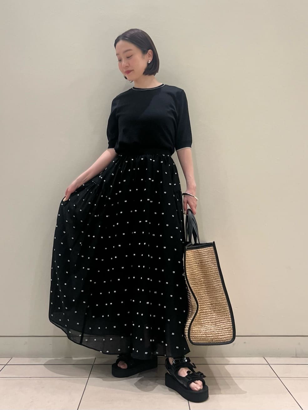 UNITED ARROWS | 2トーン ドット ジャガード フレアスカート | Rakuten