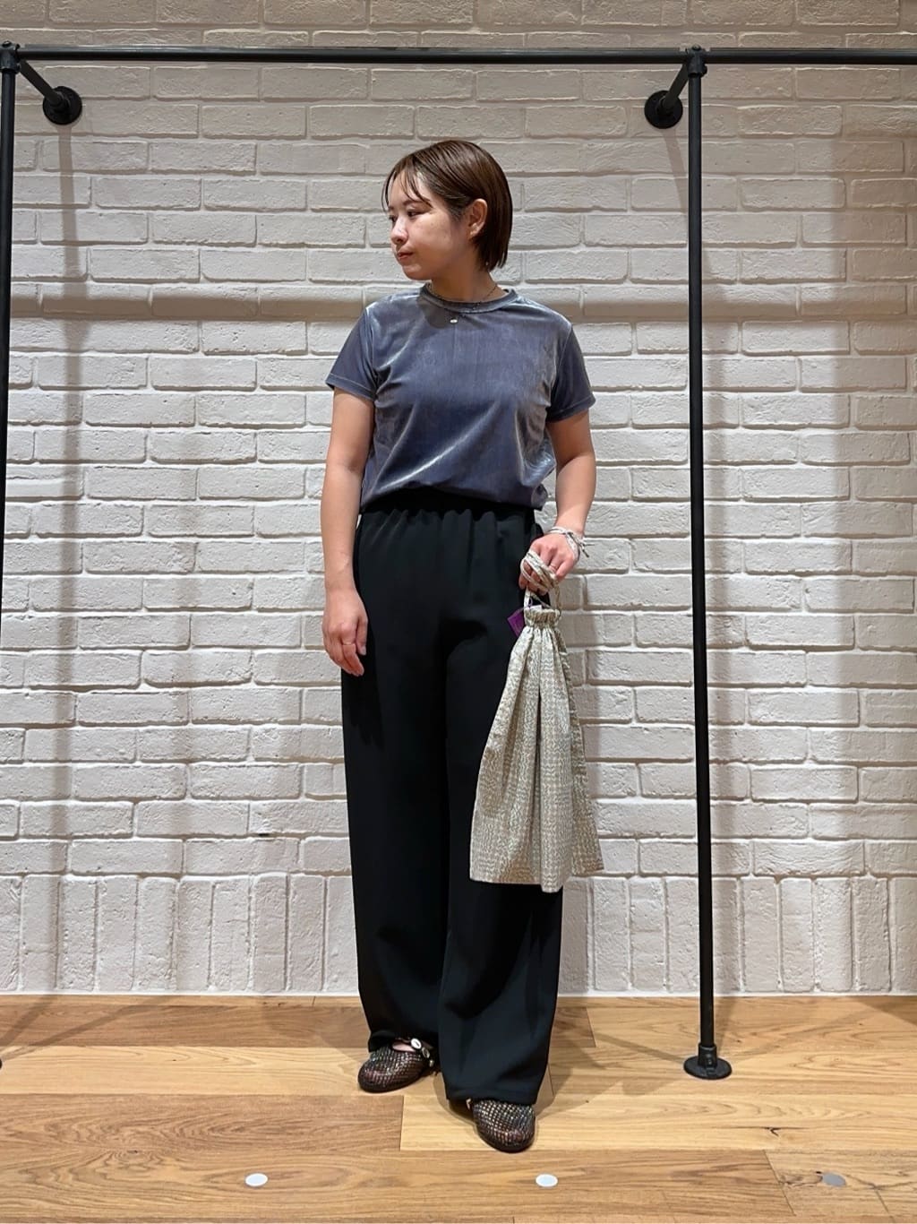 今季完売品スティーブンアラン　新品未使用バックリボンベロアTシャツ　ブラック STEVEN ALAN（スティーブンアラン） tシャツ 半袖 「Steven Alan