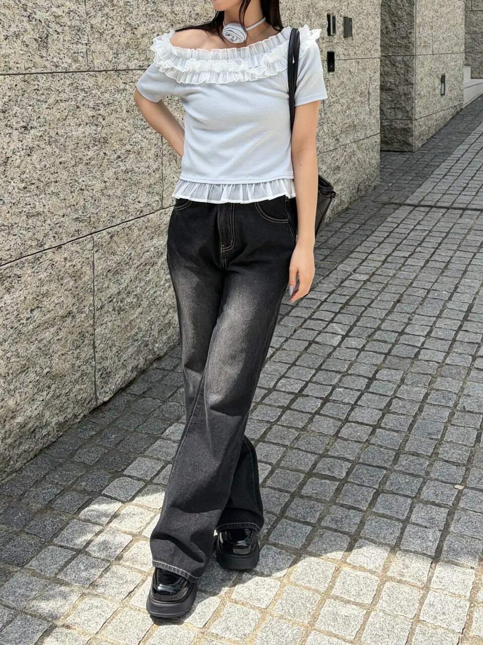 RETRO GIRL | バラチョーカーつきフリルカットソー | Rakuten Fashion