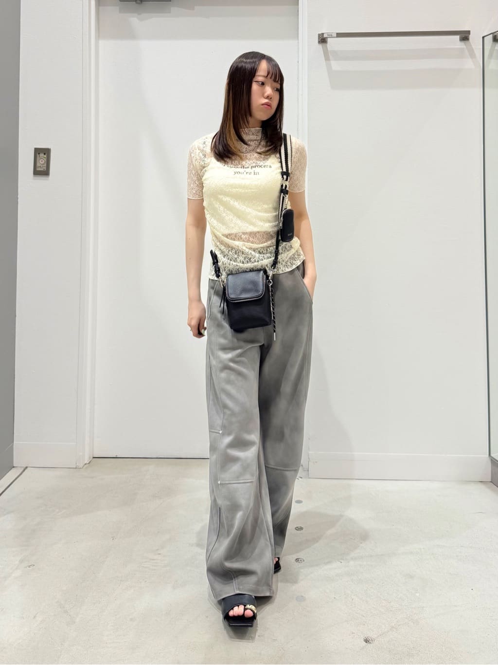 LASUD | グラデーションスタッズ切替えスウェットパンツ (light gray