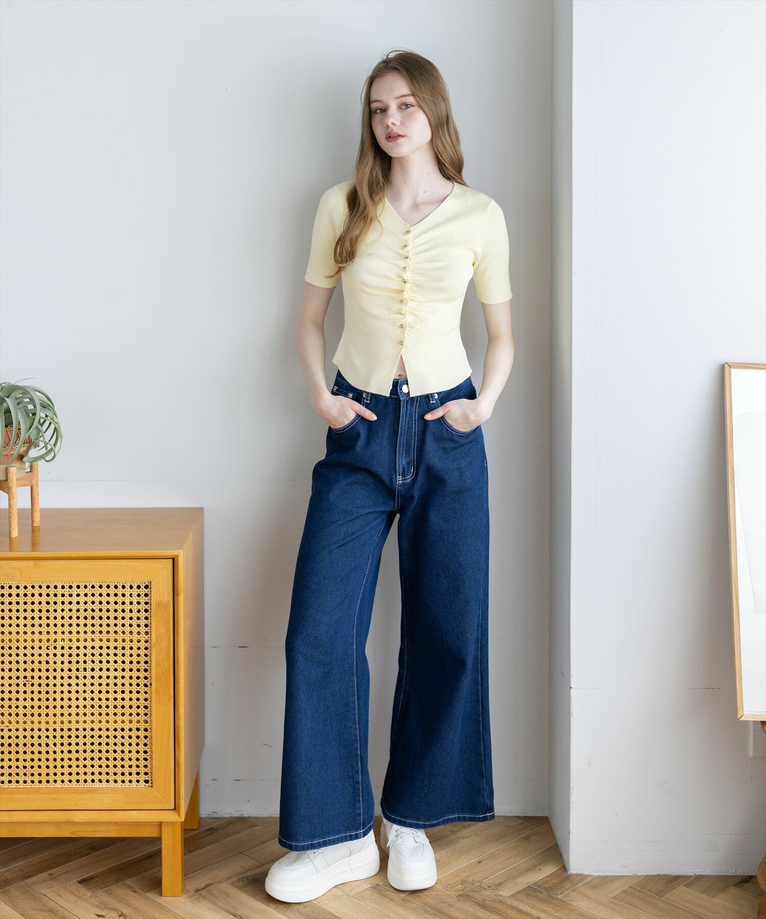 clear | フロントギャザー半袖ニットカーディガン | Rakuten Fashion
