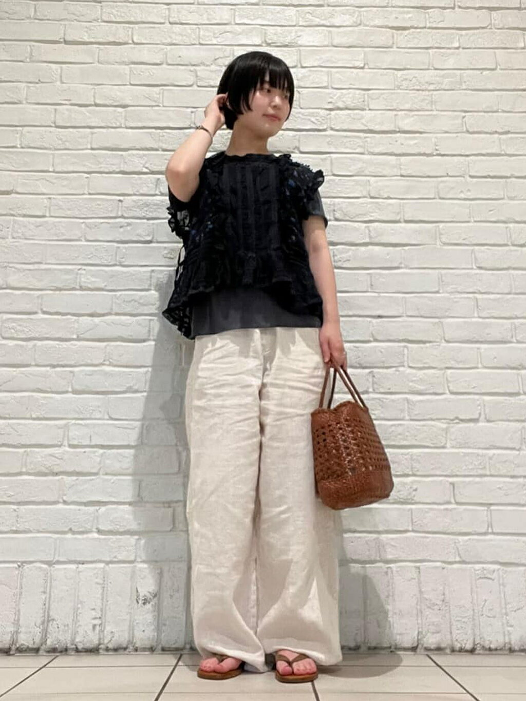 トップス KINFORK Bshop | crinkle crinkle crinkle | シアーフラワー ベストブラウス