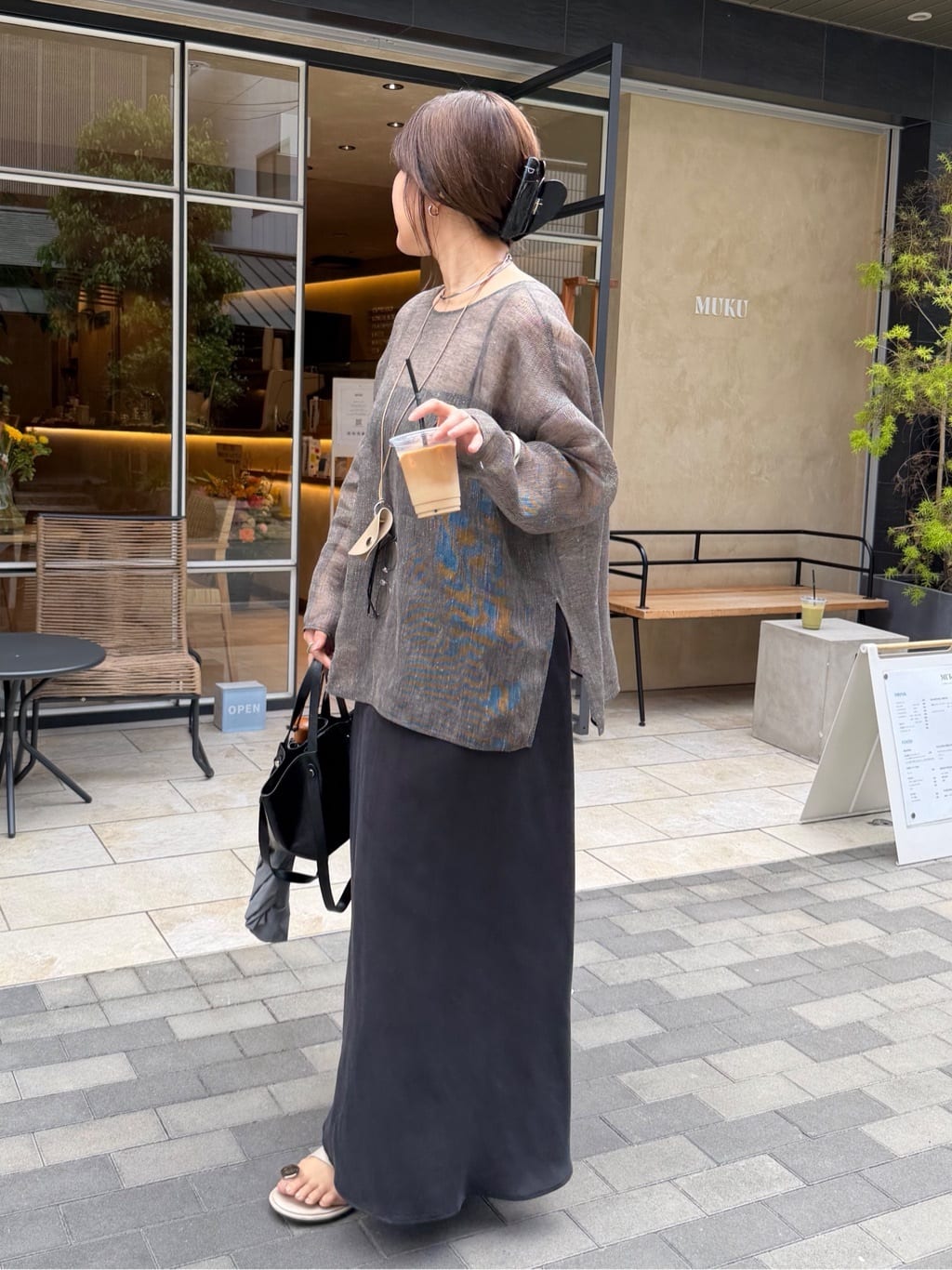 Doudou メッシュ プル オーバー DOUDOU メッシュ半袖ジャケット モカ