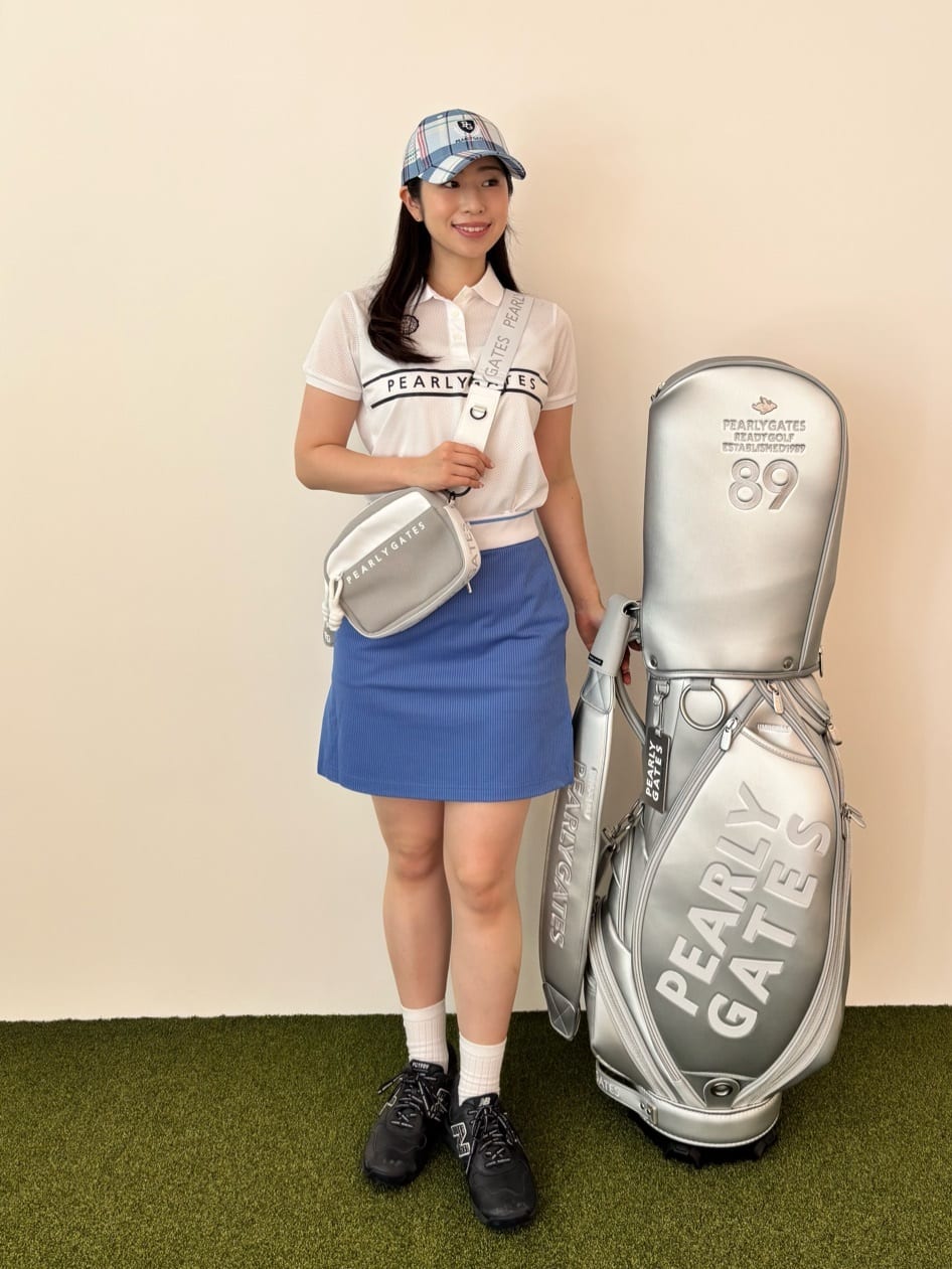 PEARLY GATES キャディバッグ シルバー/ホワイト ゴルフバッグ PEARLY GATES | THE CADDIE BAG キャディバッグ (46インチ対応