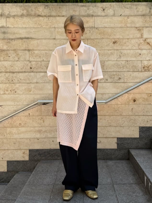 ＜6(ROKU)＞コットン スケ ショートスリーブ シャツ UNITED ARROWS LTD. OUTLET | <6(ROKU)>スケ ショートスリーブ シャツ