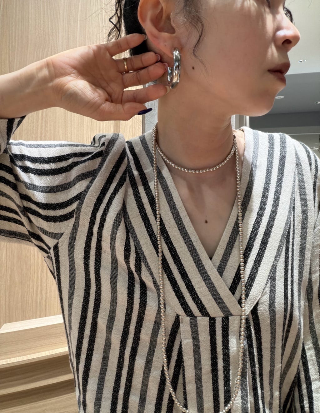 ear PAPILLONNERのリネンライクストライプワンピース【SUM1 STYLE】を使ったコーディネートを紹介します。｜Rakuten Fashion(楽天ファッション／旧楽天ブランドアベニュー)7150055