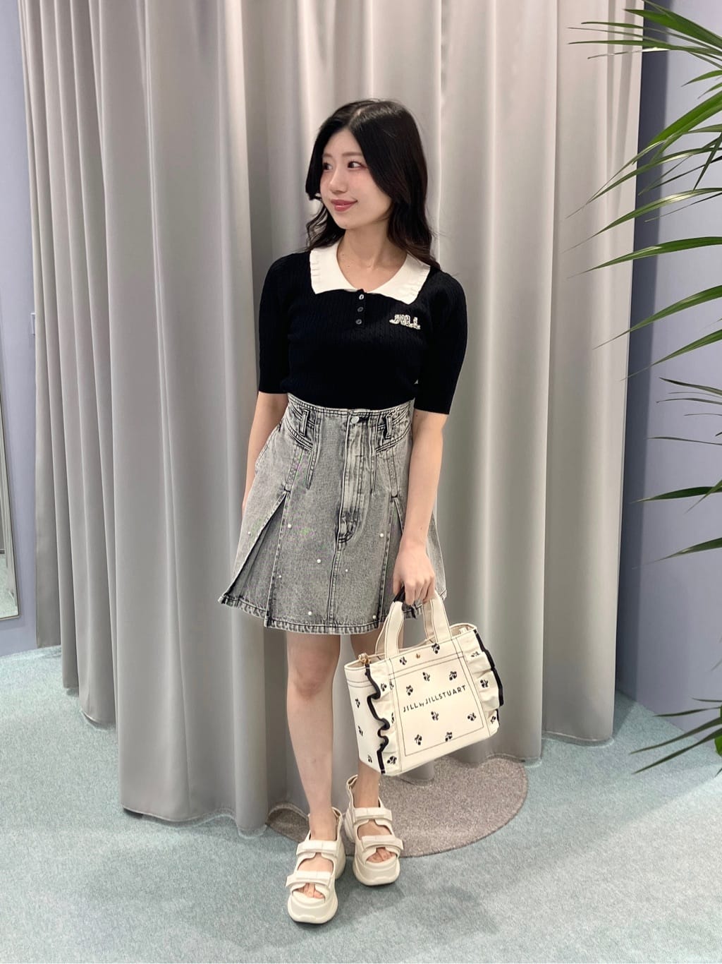 JILL by JILL STUART | ビジューロゴケーブルニット半袖 | Rakuten