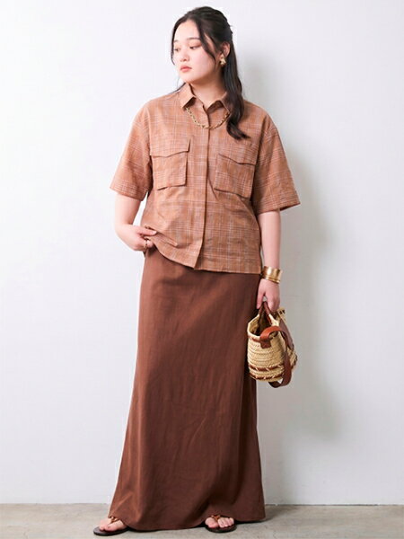 CHIC STYLEのシアーチェックショート丈ブラウス<大きいサイズ有>シックスタイルを使ったコーディネートを紹介します。｜Rakuten Fashion(楽天ファッション／旧楽天ブランドアベニュー)7167038