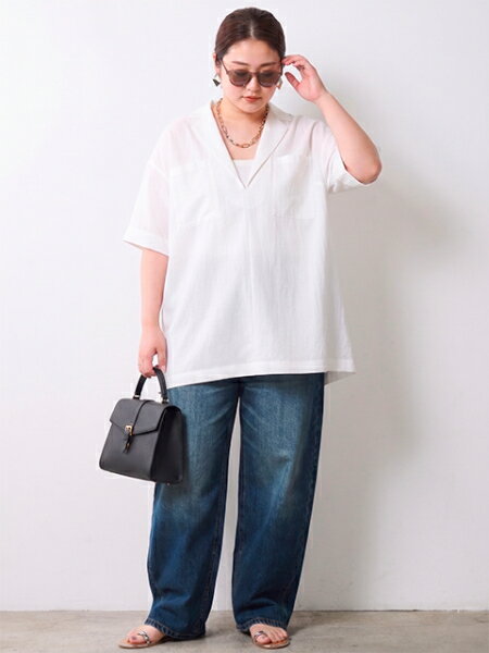CHIC STYLEのテーラードチュニックブラウス<大きいサイズ有>シックスタイルを使ったコーディネートを紹介します。｜Rakuten Fashion(楽天ファッション／旧楽天ブランドアベニュー)7167083