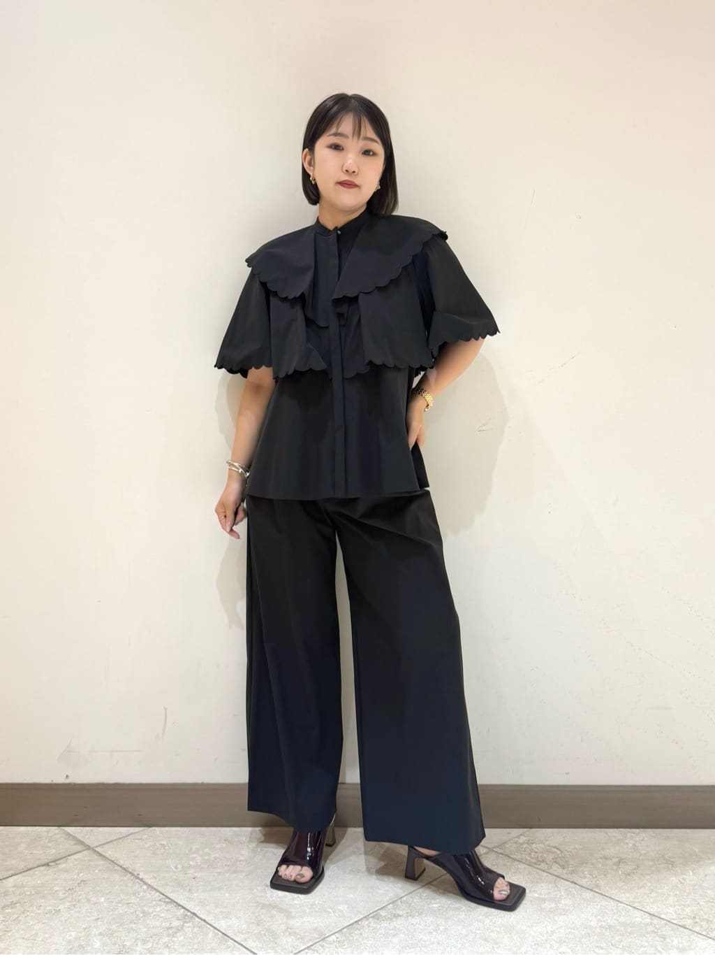 UNITED ARROWS | スカラップ フリル ブラウス -はっ水 UVカット 防しわ