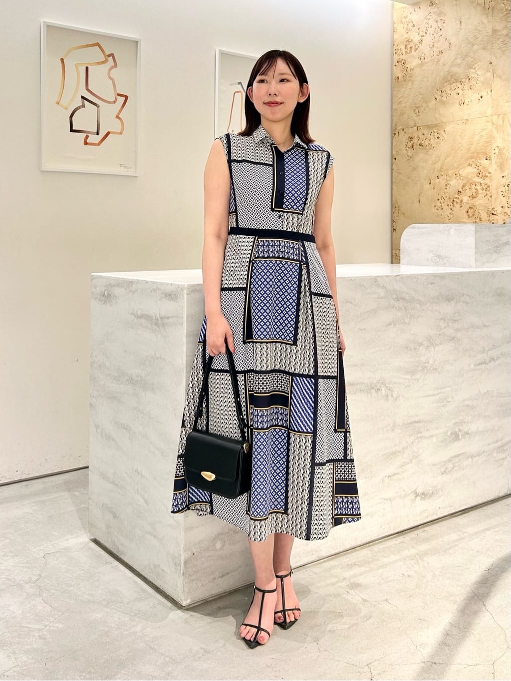 allurevilleのジオメトリックプリントシャツワンピースを使ったコーディネートを紹介します。｜Rakuten Fashion(楽天ファッション／旧楽天ブランドアベニュー)7167834