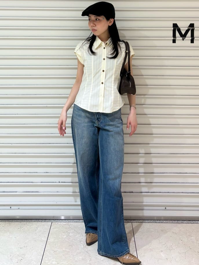 moussyのSTRIPE FIT ブラウスを使ったコーディネート | Rakuten 