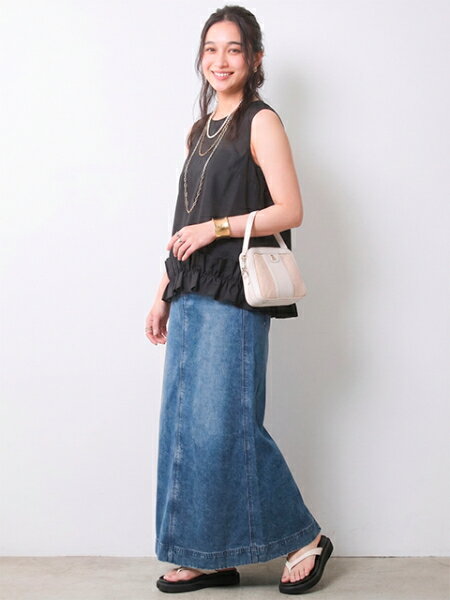 CHIC STYLEの裾フリルシアーノースリーブブラウス<大きいサイズ有>シックスタイルを使ったコーディネートを紹介します。｜Rakuten Fashion(楽天ファッション／旧楽天ブランドアベニュー)7170382