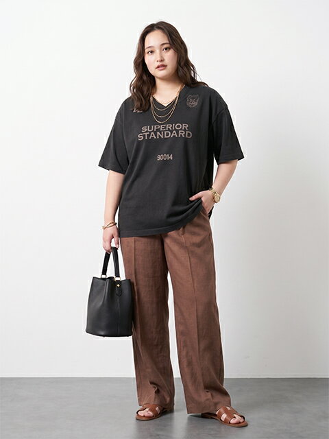 CHIC STYLEのレーヨン麻リラックスワイドパンツ<大きいサイズ有>シックスタイルを使ったコーディネートを紹介します。｜Rakuten Fashion(楽天ファッション／旧楽天ブランドアベニュー)7170430