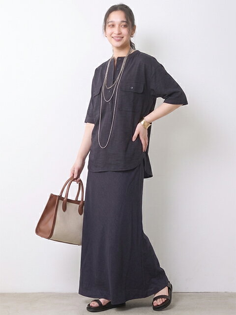 CHIC STYLEのレーヨン麻衿リブハーフスリーブブラウス<大きいサイズ有>シックスタイルを使ったコーディネートを紹介します。｜Rakuten Fashion(楽天ファッション／旧楽天ブランドアベニュー)7170467