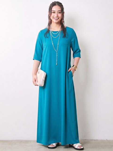 CHIC STYLEのAライン5分袖マキシワンピース<大きいサイズ有>シックスタイルを使ったコーディネートを紹介します。｜Rakuten Fashion(楽天ファッション／旧楽天ブランドアベニュー)7170475