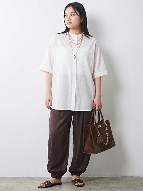 CHIC STYLEのレーヨン麻シャツチュニック<大きいサイズ有>シックスタイルを使ったコーディネートを紹介します。｜Rakuten Fashion(楽天ファッション／旧楽天ブランドアベニュー)7170542