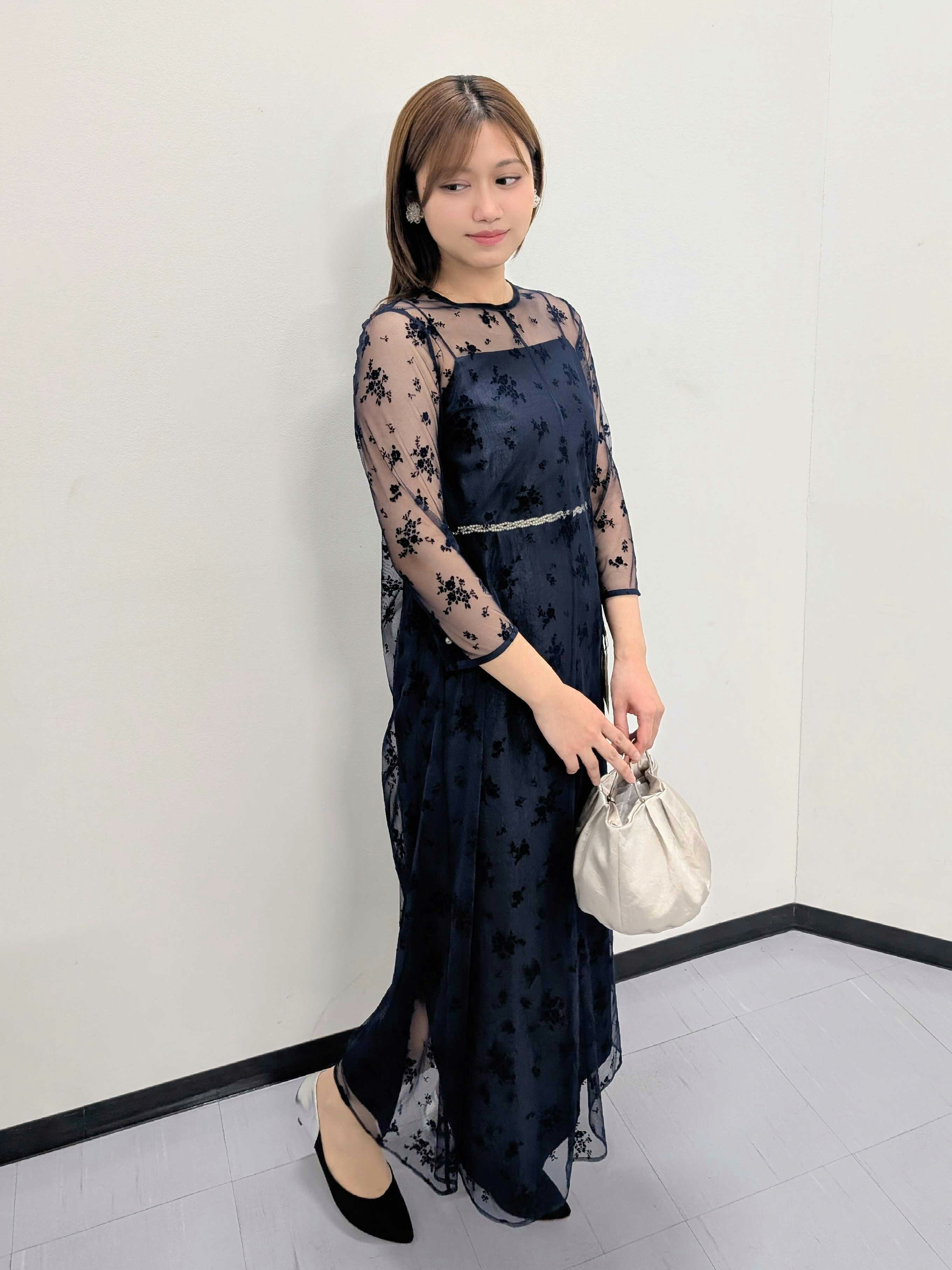 kaene | フロッキーサテン2wayドレス|結婚式二次会同窓会謝恩会
