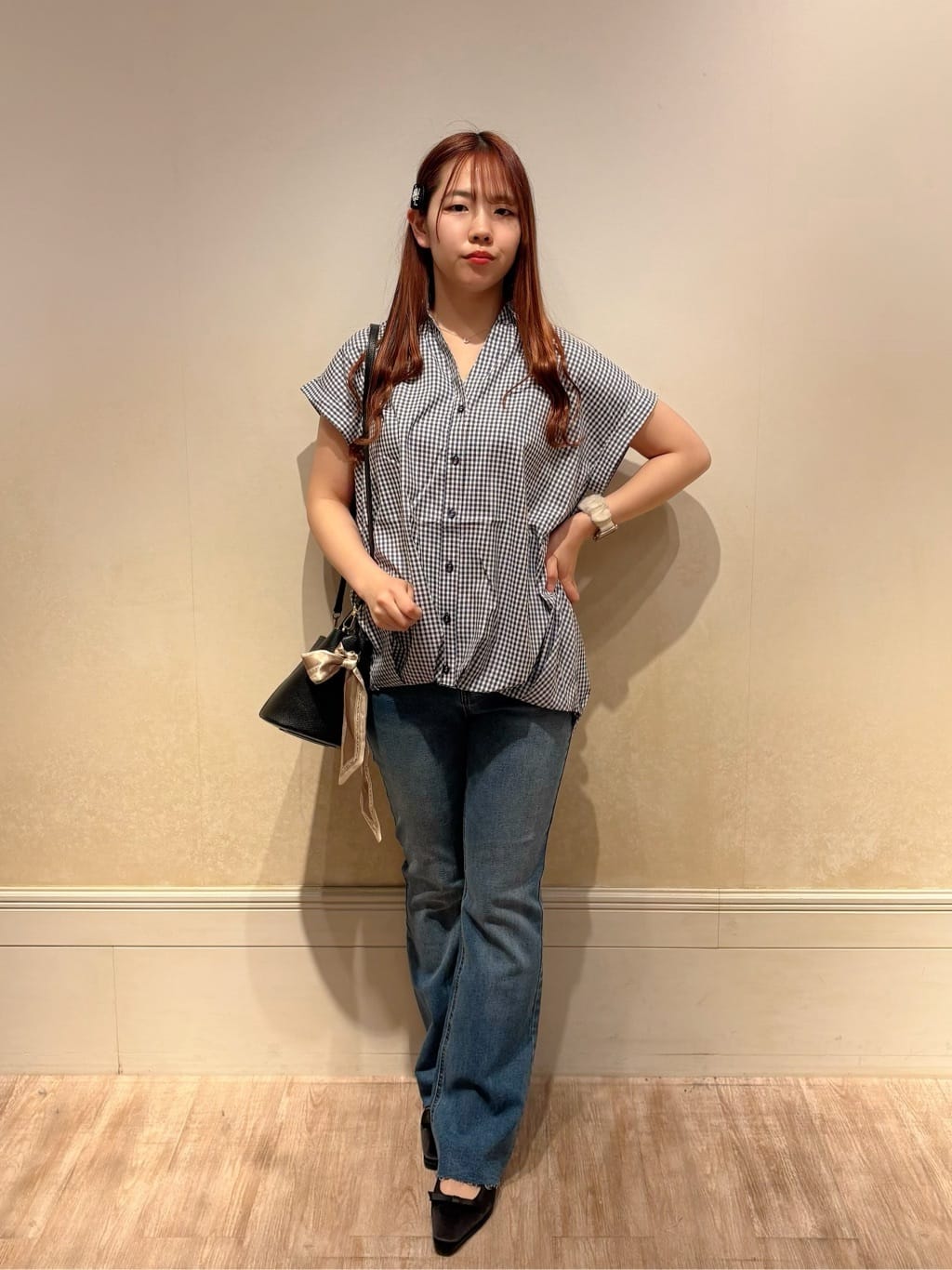 natural couture | ギンガムチェック半袖シャツブラウス | Rakuten
