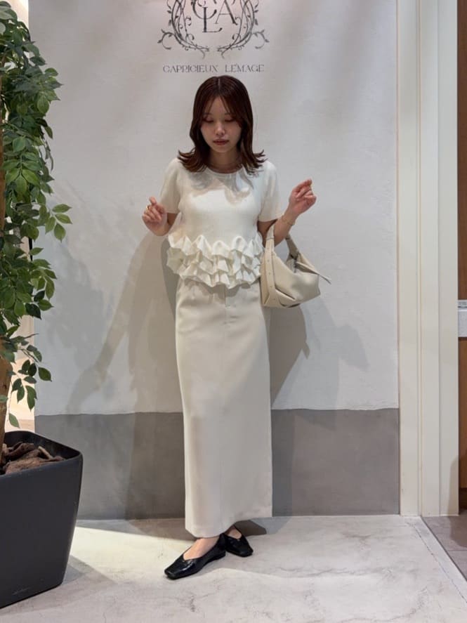 CAPRICIEUX LE'MAGE | フリルペプラム半袖ニット | Rakuten Fashion