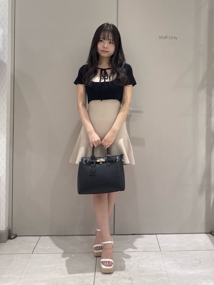 rienda | フロントリボンカーデセットニットミニワンピース | Rakuten